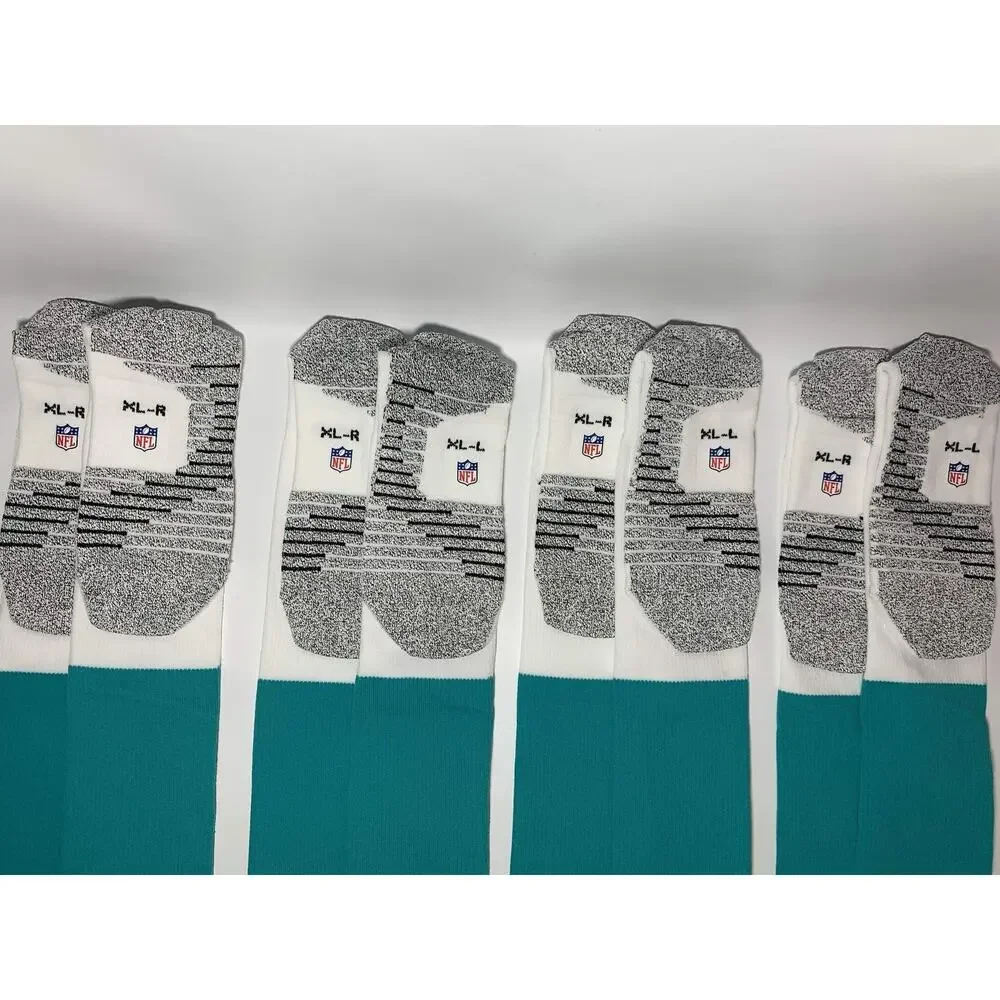 Nike Miami Dolphins Team Issued On Field Socks XL Lot of 4 Pairs New